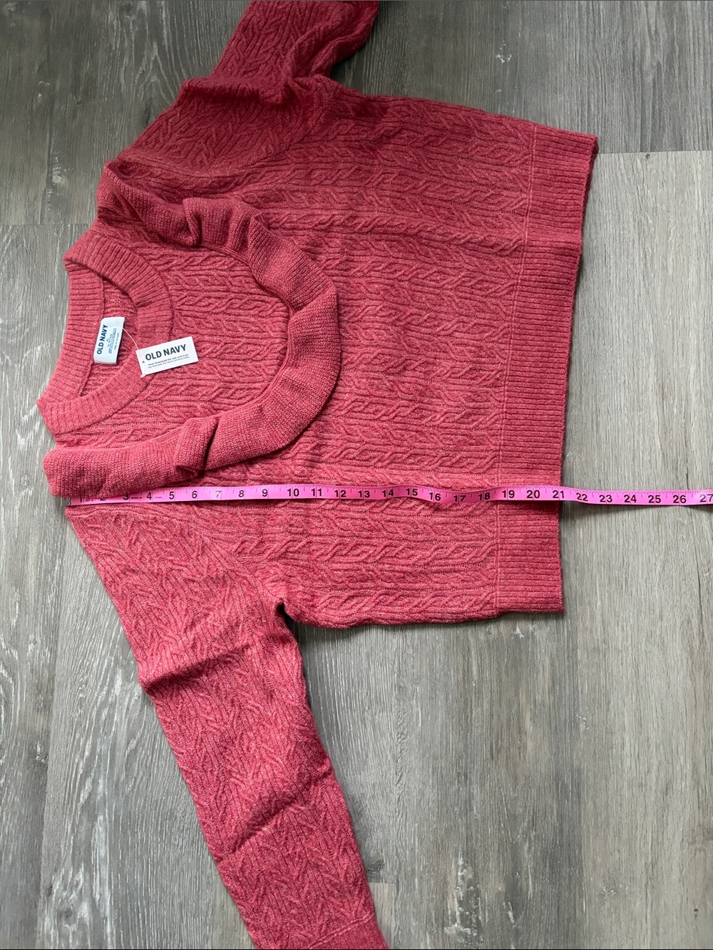 Old Navy Wool-Blend Cropped Ruffle Sweater, Mauve Rose, NWT - Picture 7 of 13